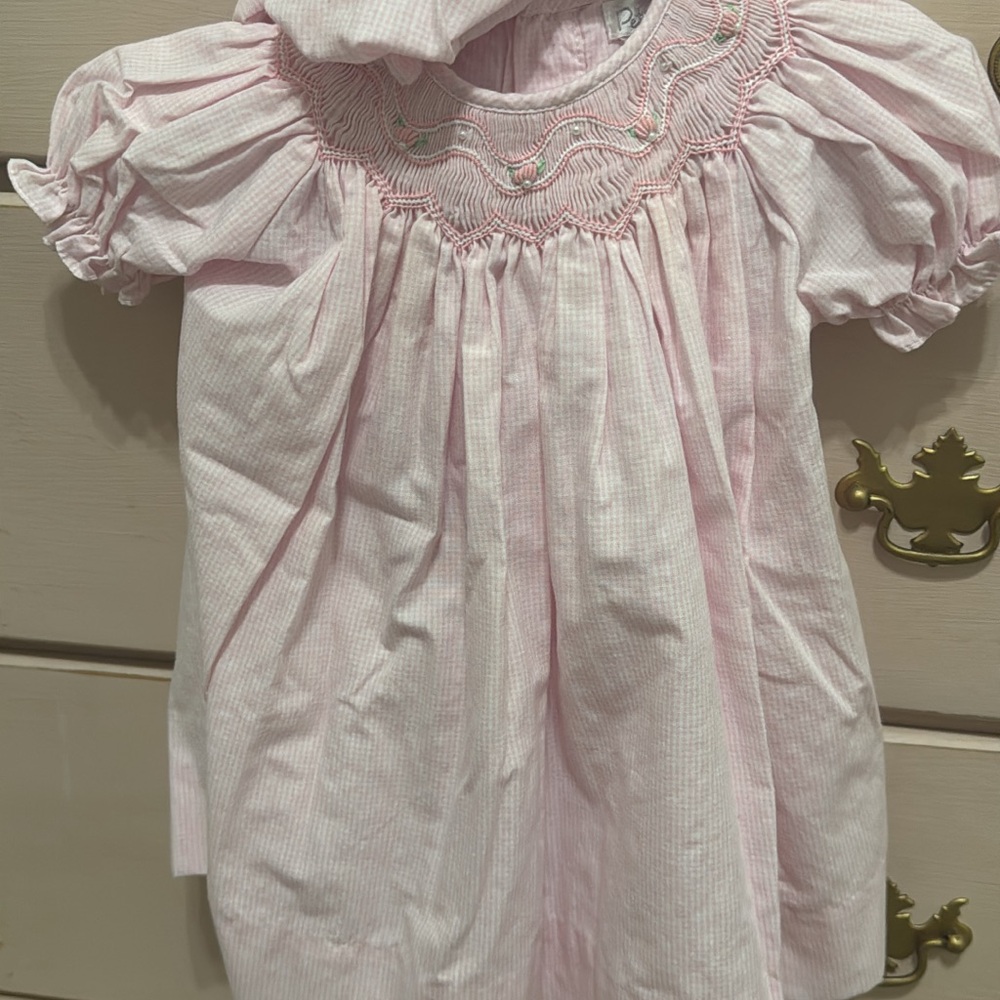 Pink Smocked Baby Dress with Bloomers